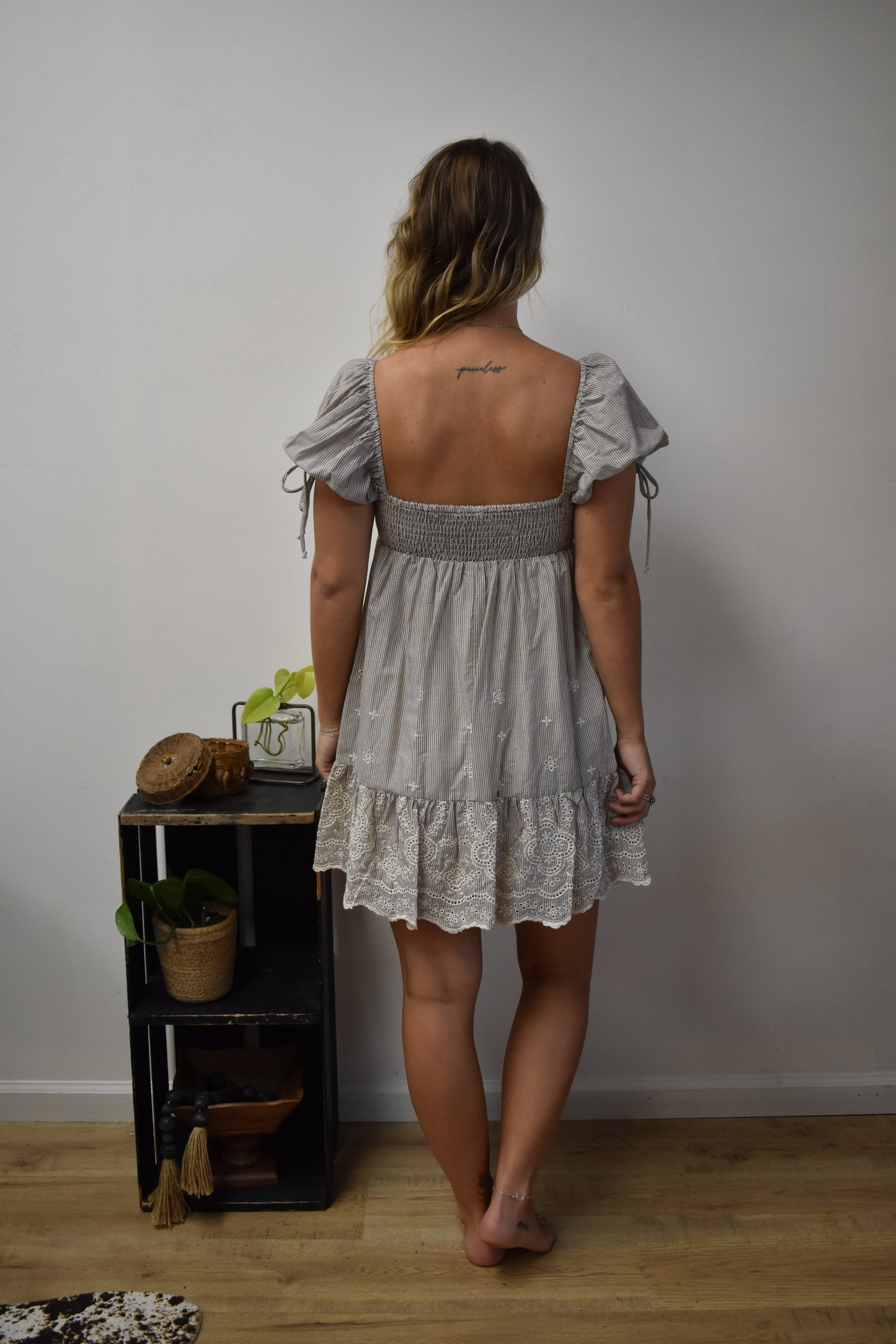 Toned Eyelet Babydoll Dress