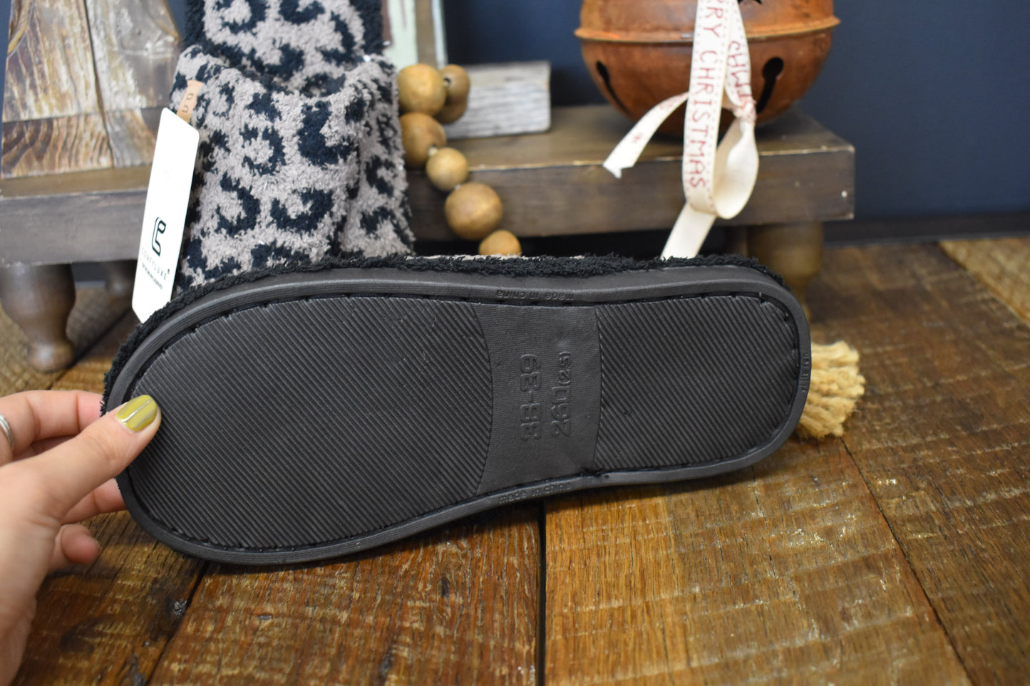 Coffee & Black Leopard Slippers