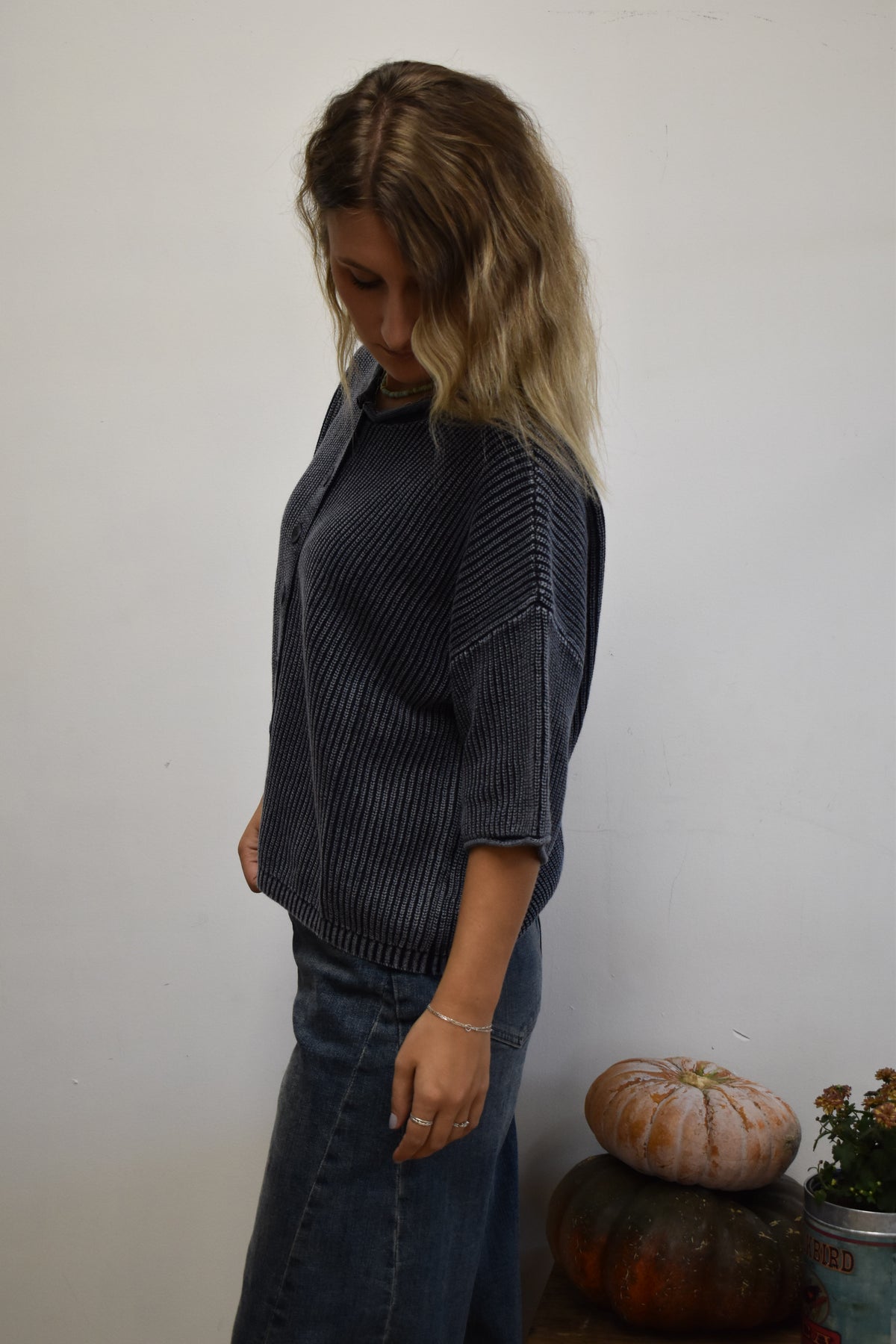 Indigo River Rolled Cardigan