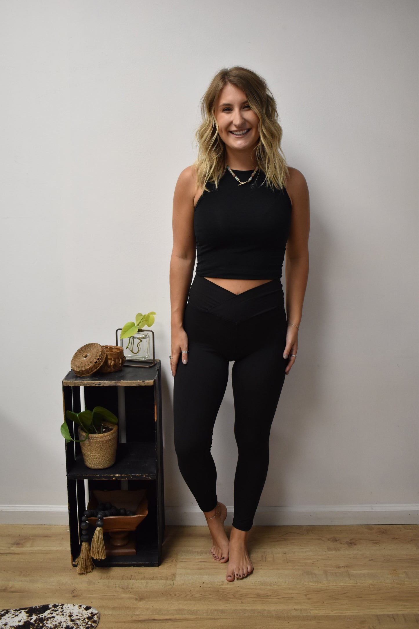 Basic Black Yoga Crossover Leggings