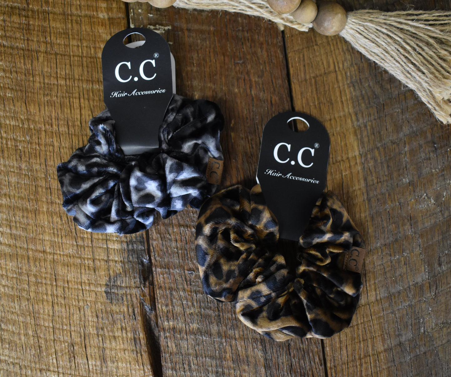 Velvet Leopard Scrunchie