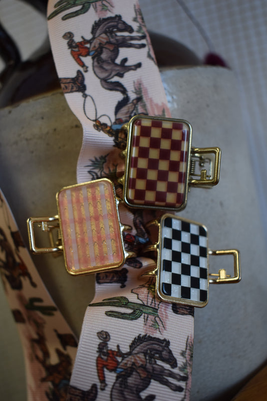 Square Checkerboard Hair Clip
