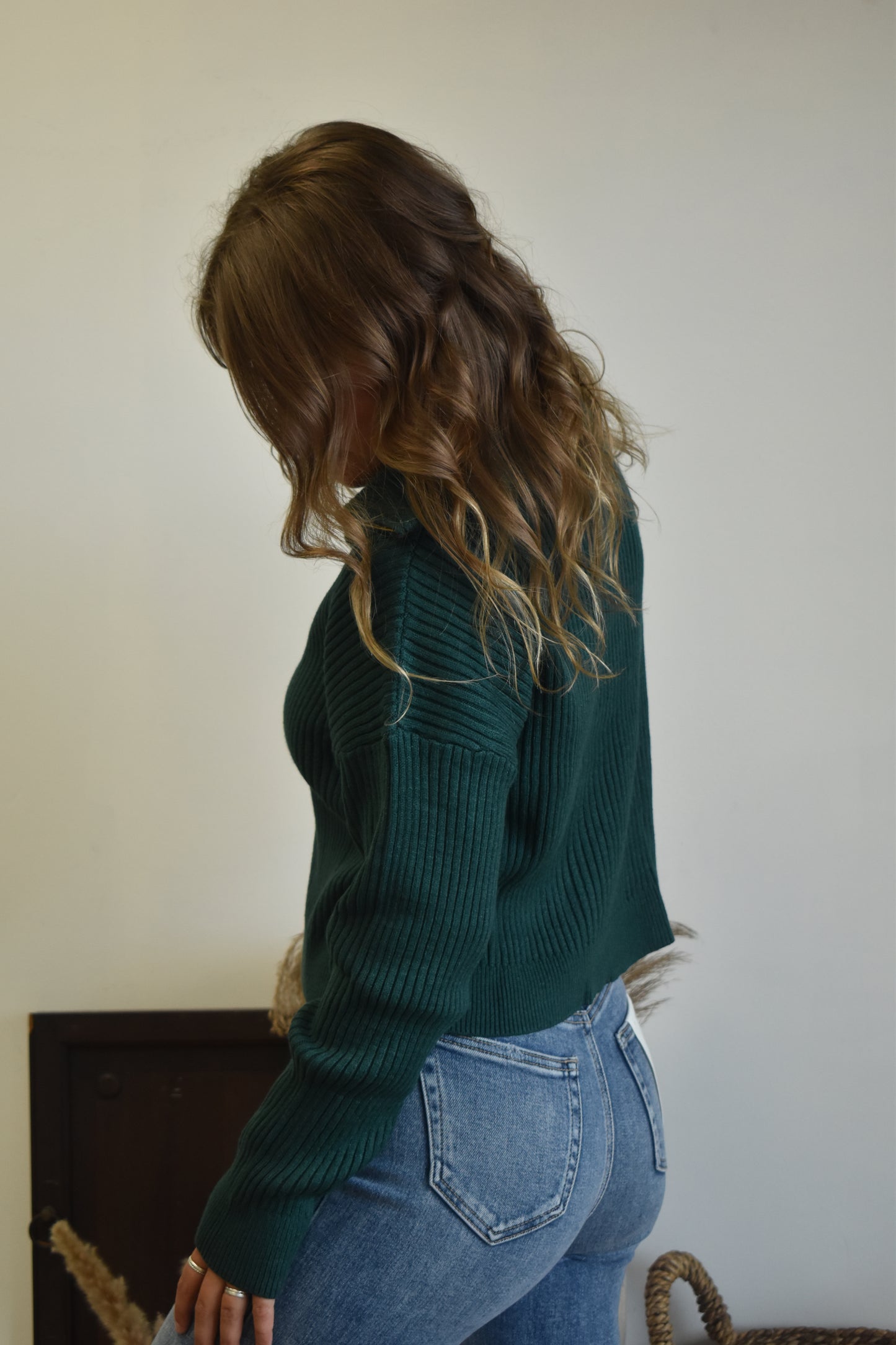 Hunter Green Quarter Zip Sweater