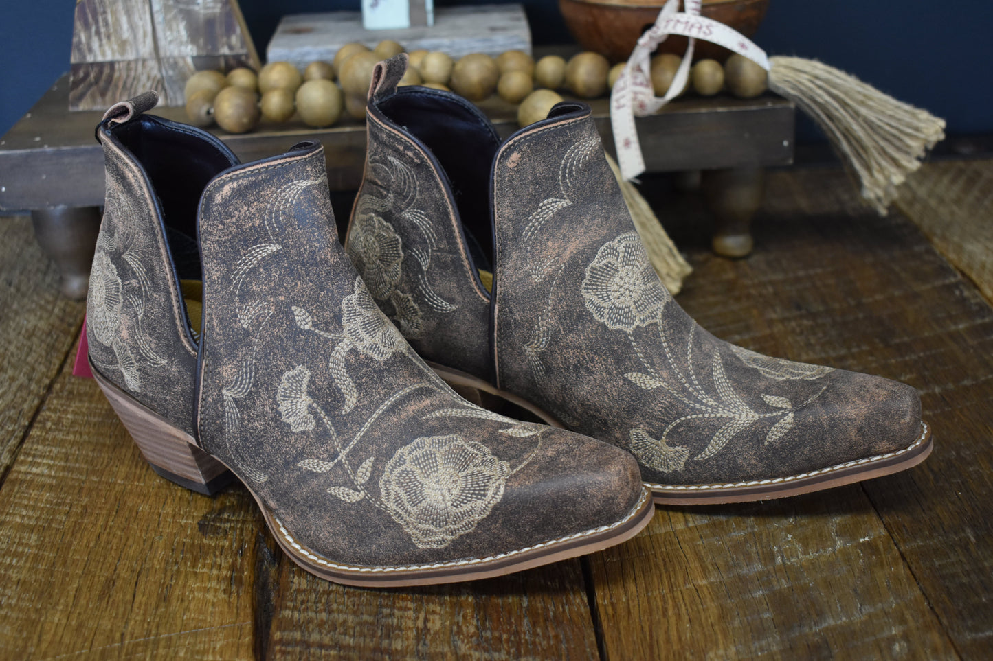 Laced Floral Stitch Booties