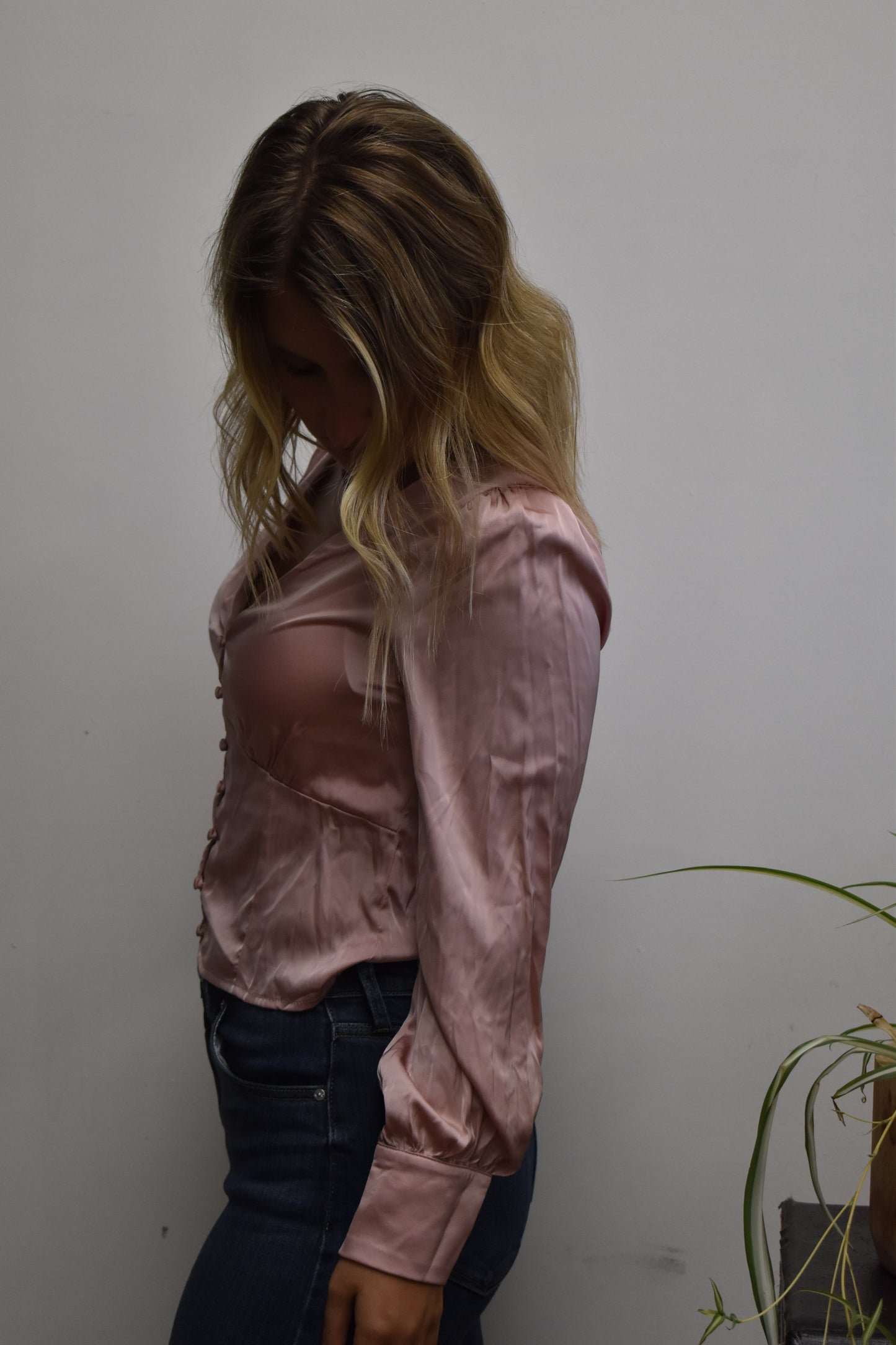 Baby Pink Satin Blouse