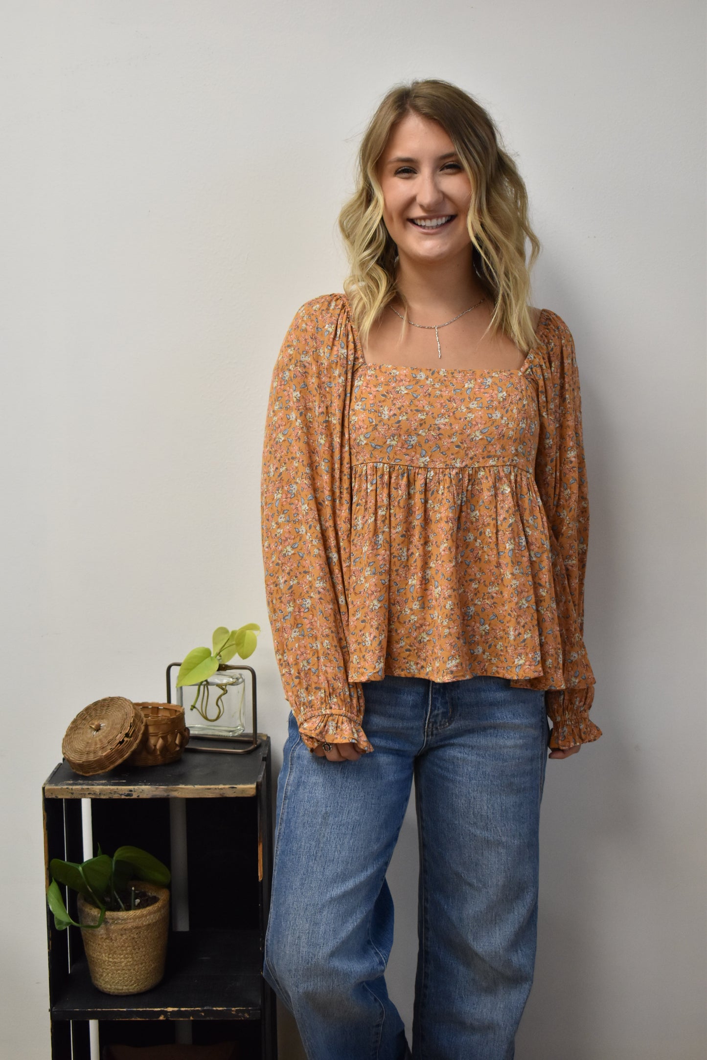 Terracotta Bloom Smocked Top