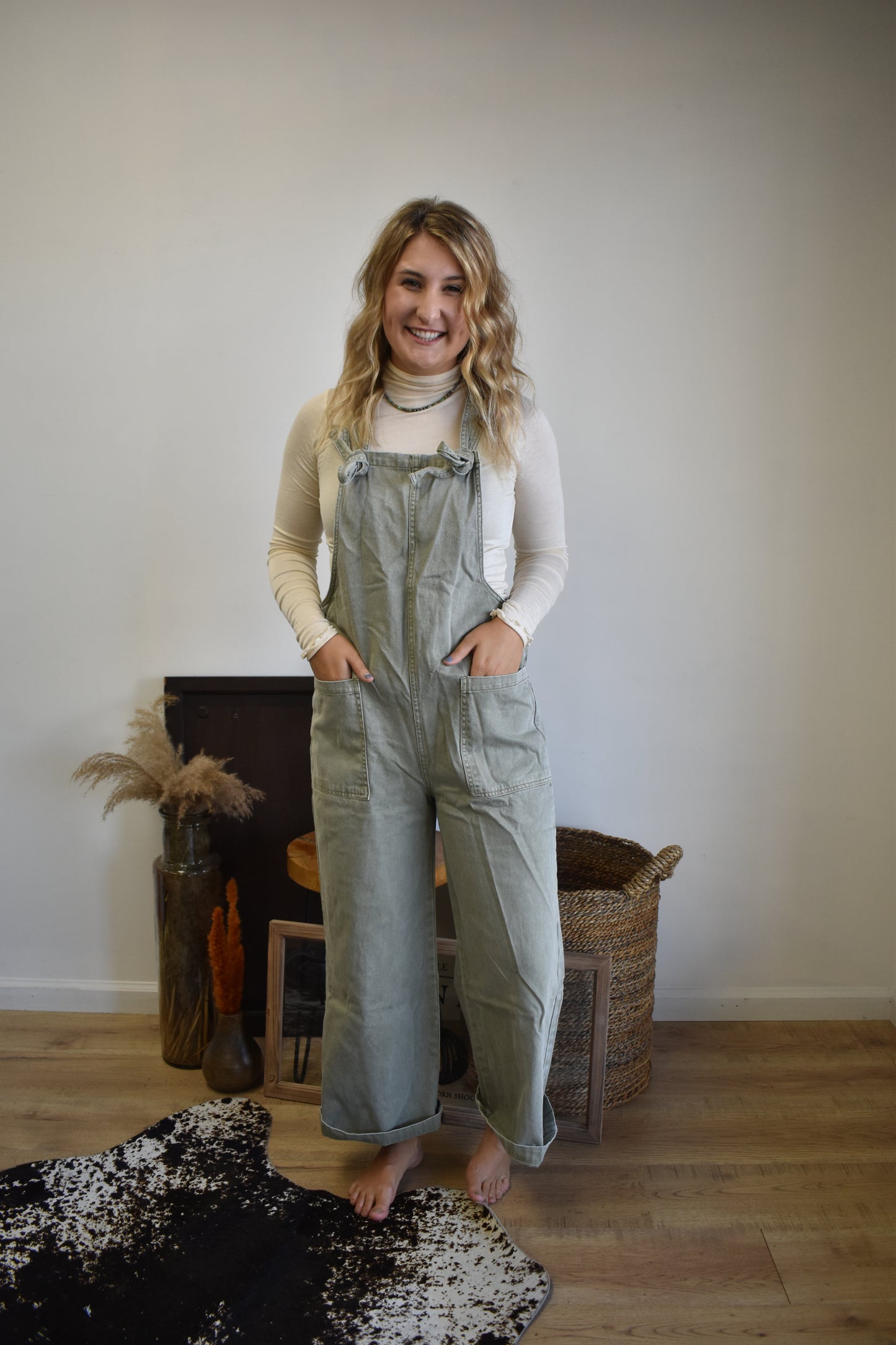 Sage Denim Overalls