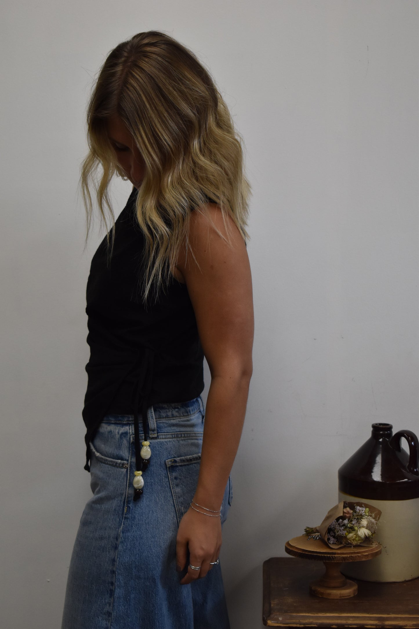 Boat Neck Beaded Tank