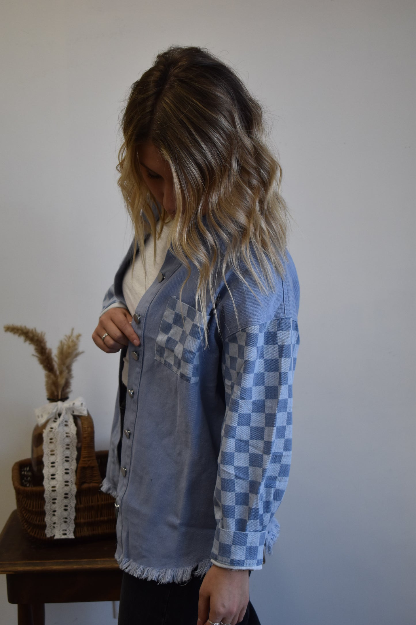 Checkered Denim Jacket