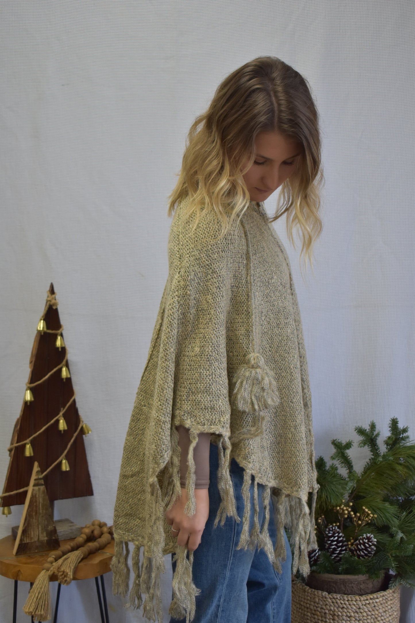 Oatmeal Knitted Poncho