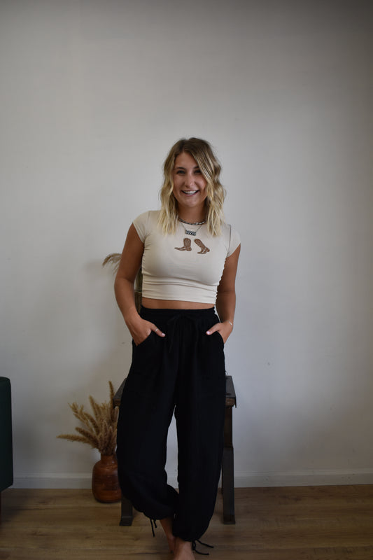 Midnight Linen Loose Pant