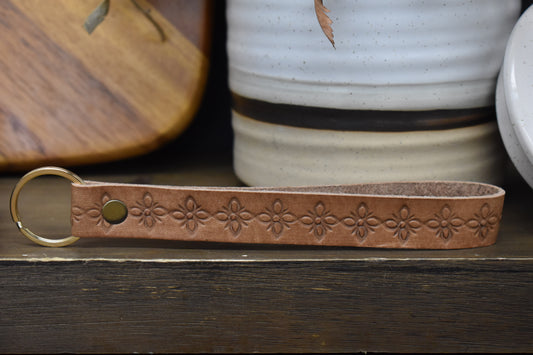 Leather Blossom Wristlet Keychain