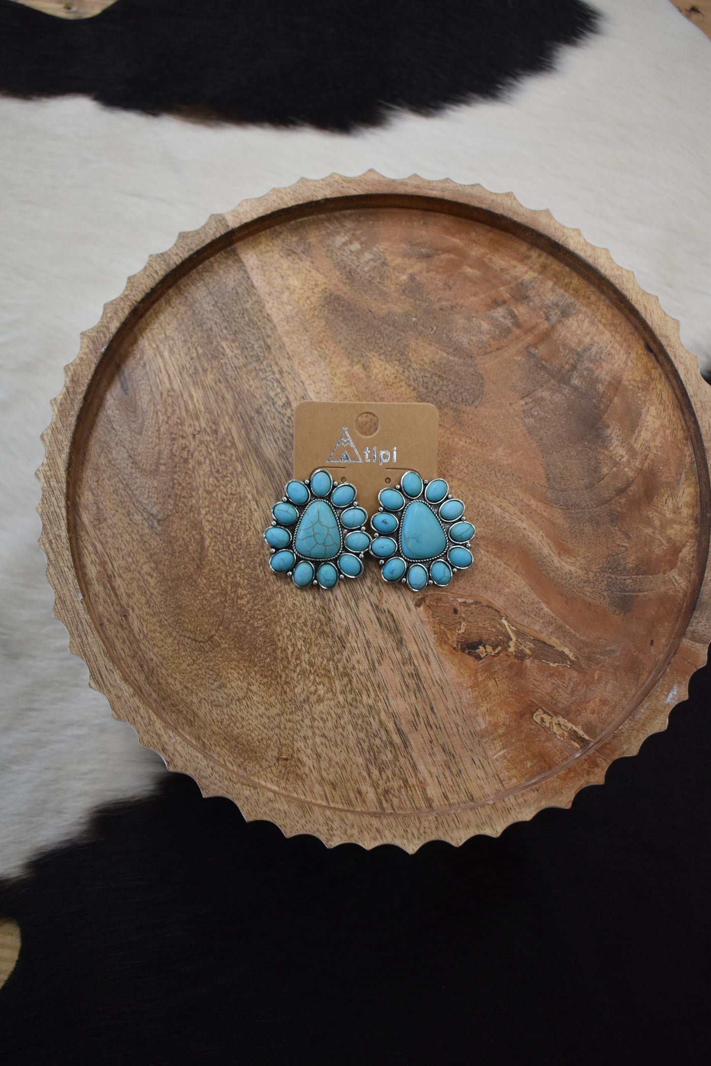 Chunky Turquoise Concho Earrings