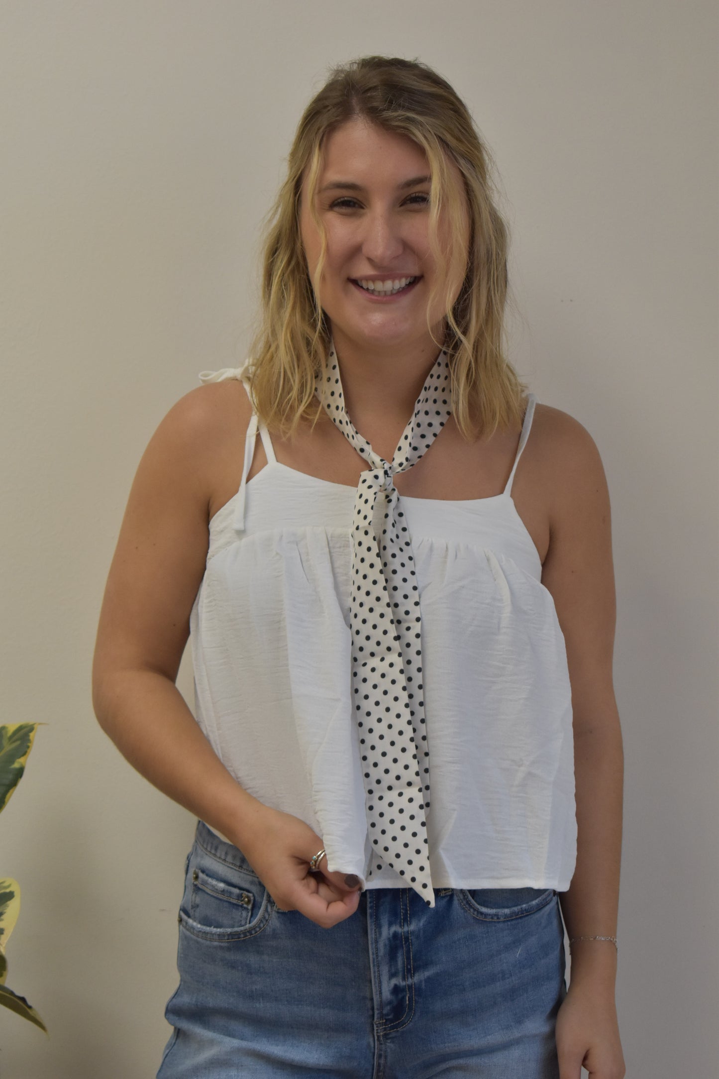 White Peplum Tank