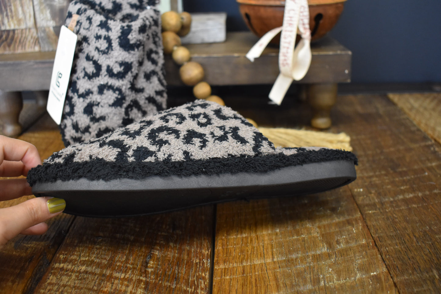 Coffee & Black Leopard Slippers