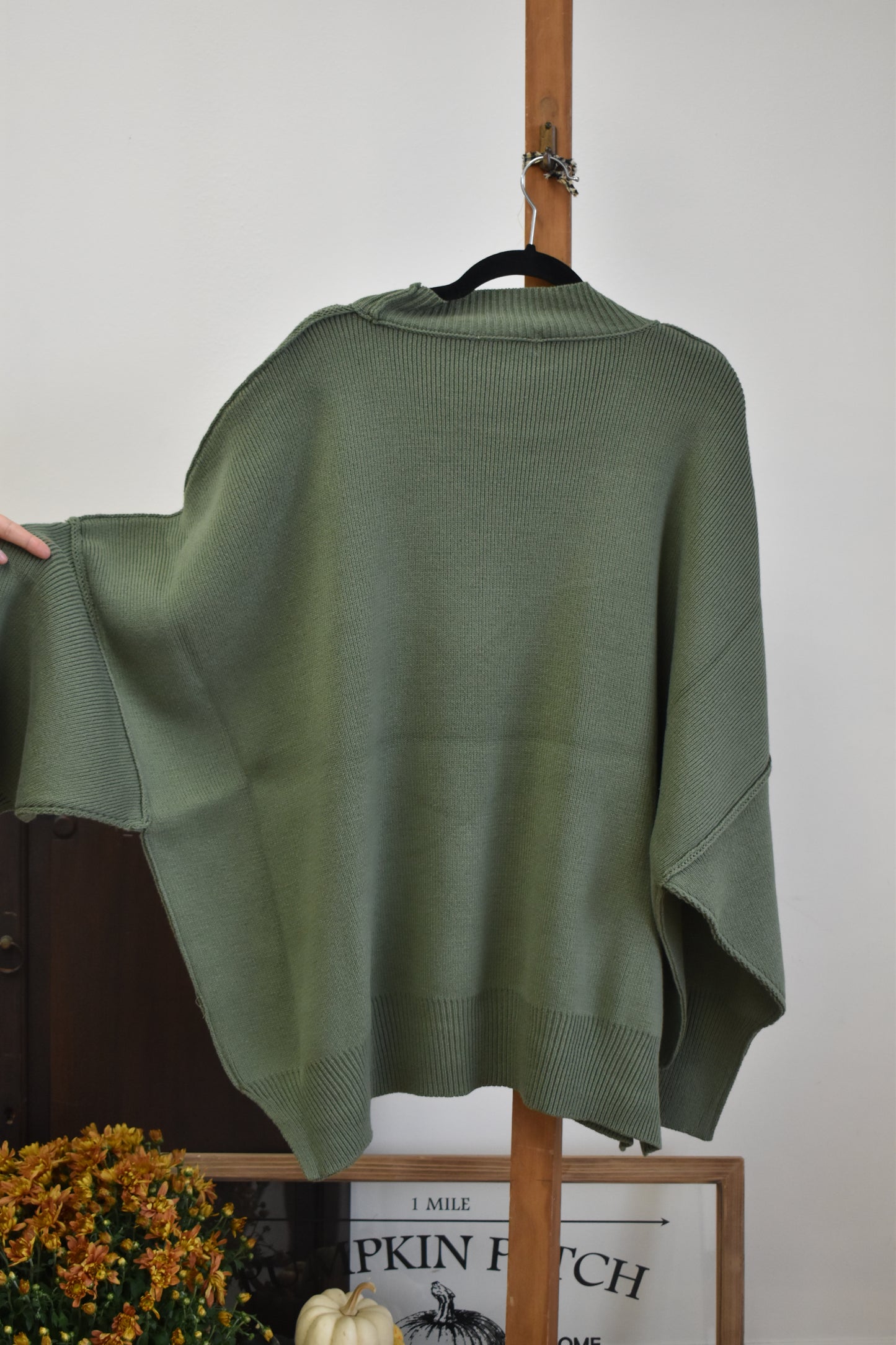 PLUS Olive Ribbed Crew Sweater