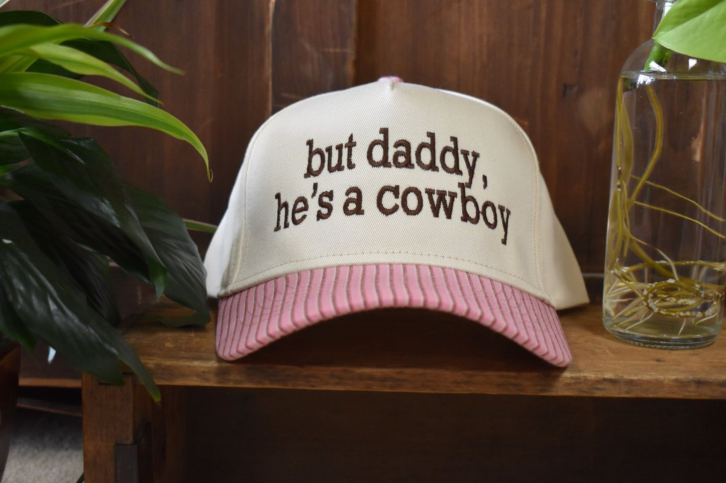 ‘But Daddy He’s A Cowboy‘ Pinstriped Trucker Hat