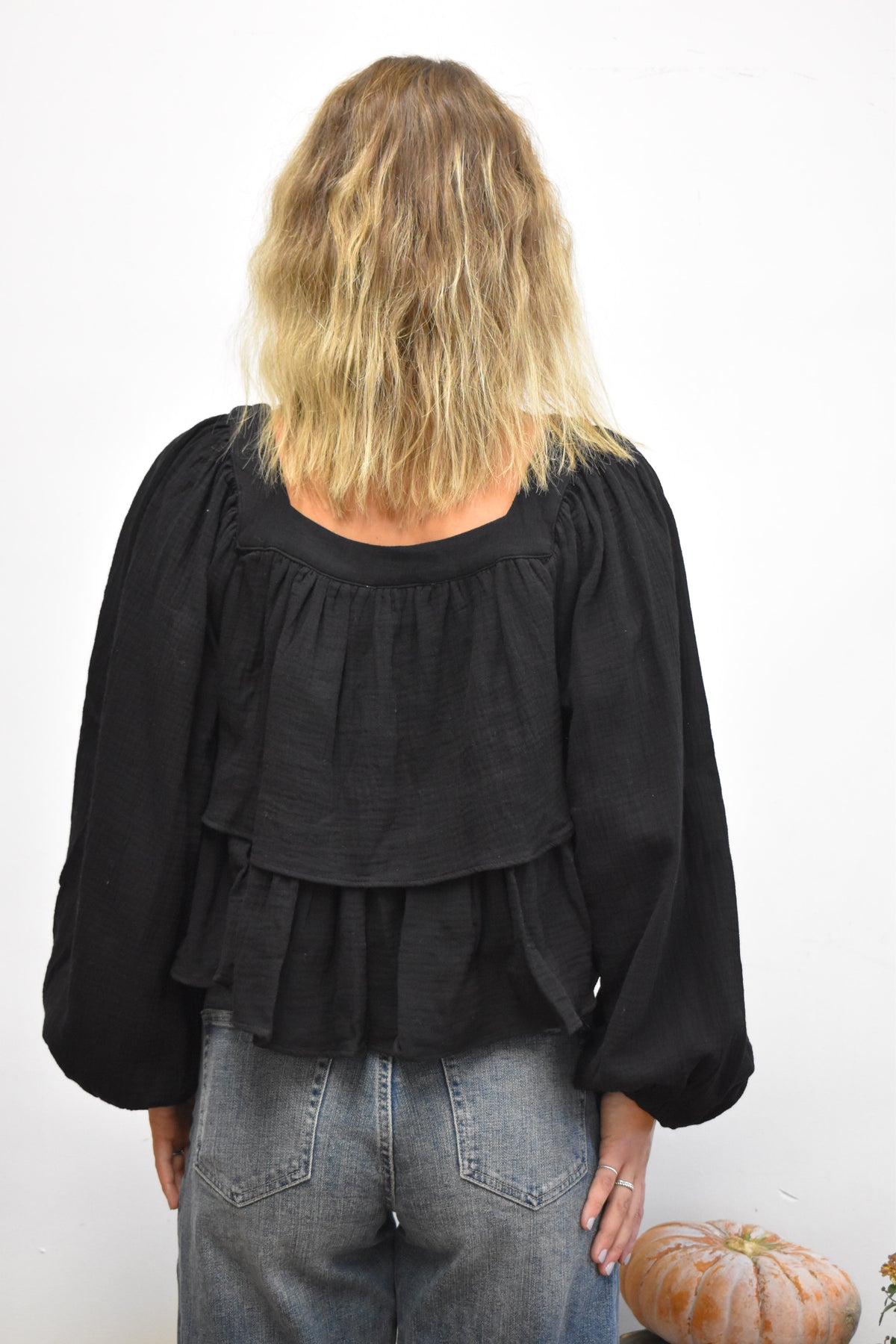 Black Ruffle Blouse