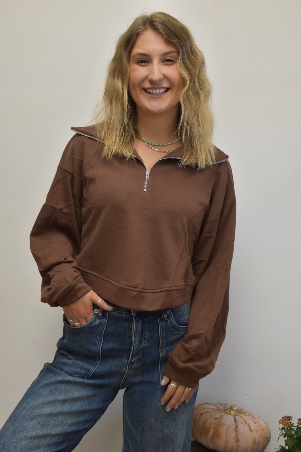 Mauve Open-Back Pullover