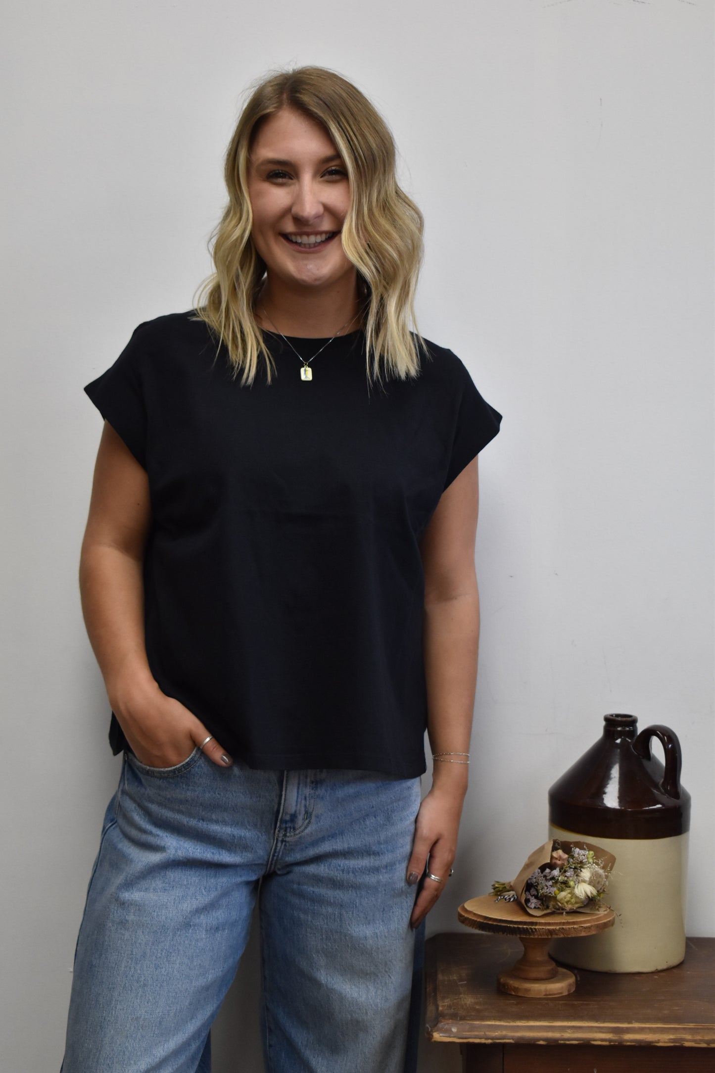 Oversized Basic Tee: Black