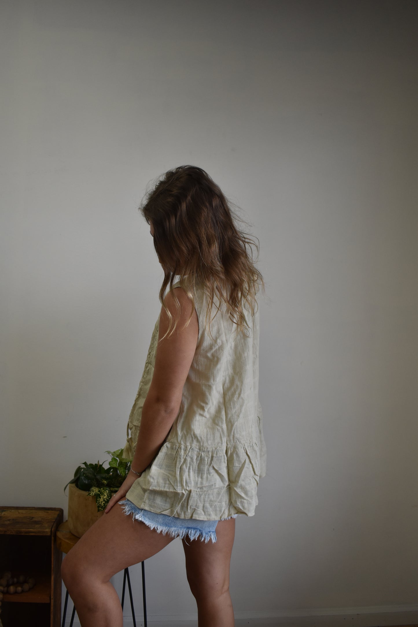 Bone Lace Linen Tank