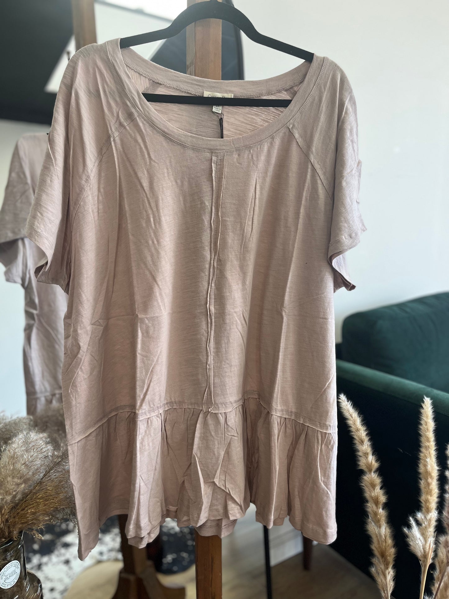 PLUS Mauve Stitch Ruffle Blouse