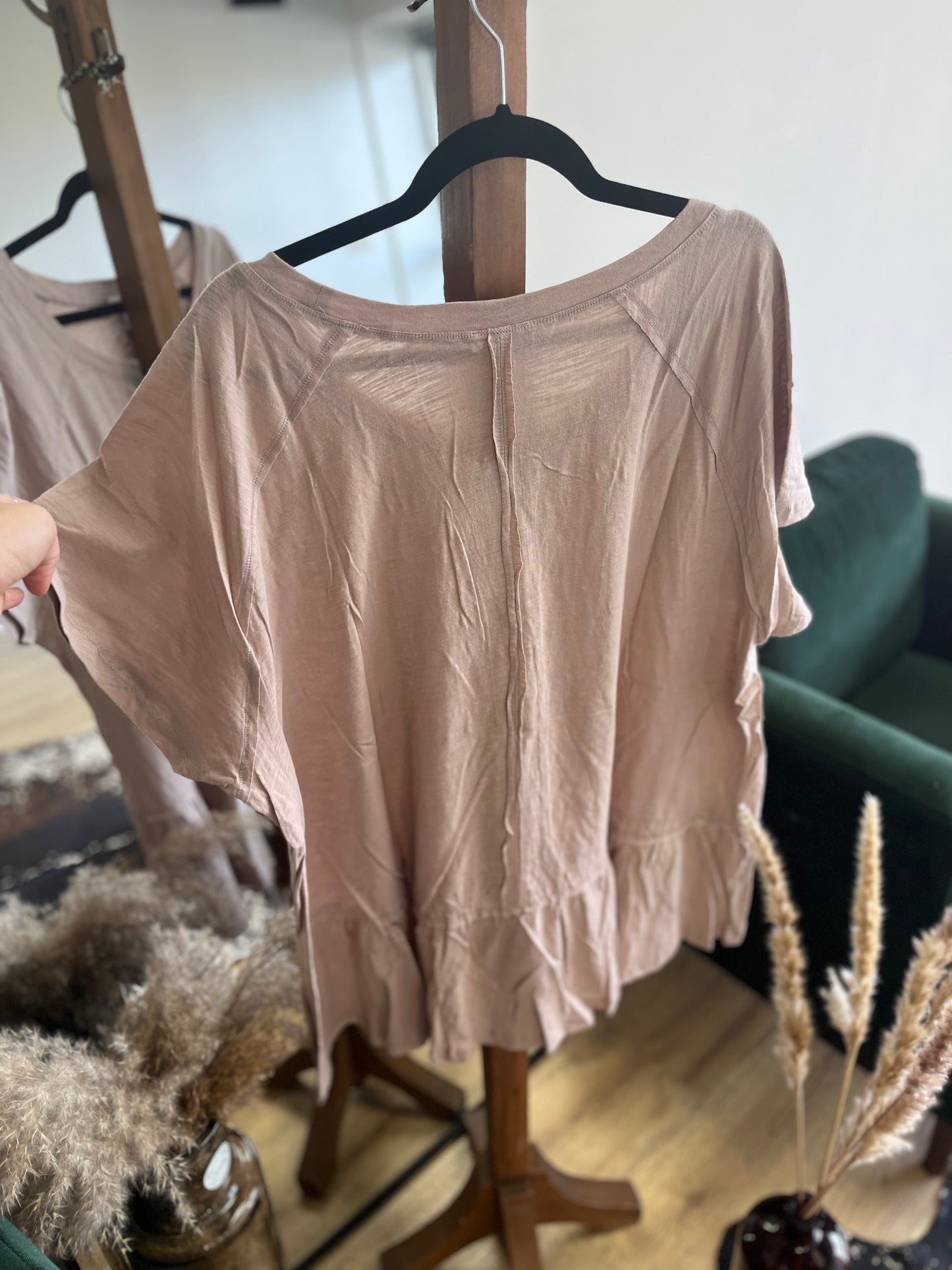 PLUS Mauve Stitch Ruffle Blouse