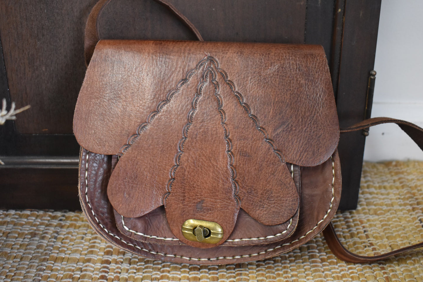 Scalloped Tooled Crossbody