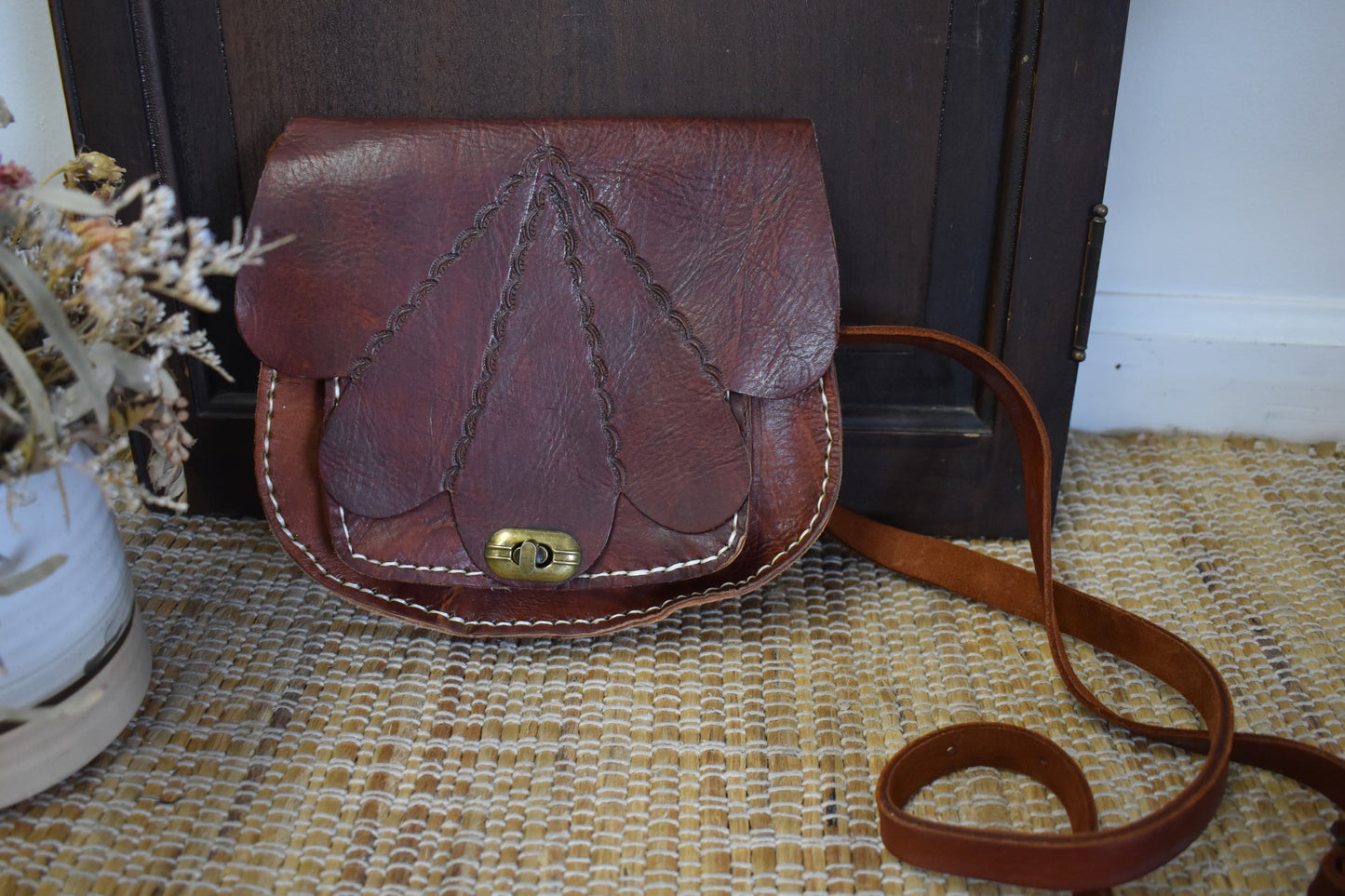 Scalloped Tooled Crossbody