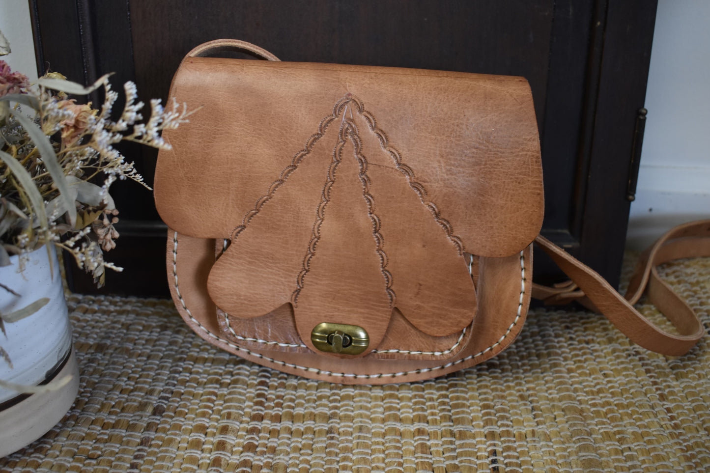 Scalloped Tooled Crossbody