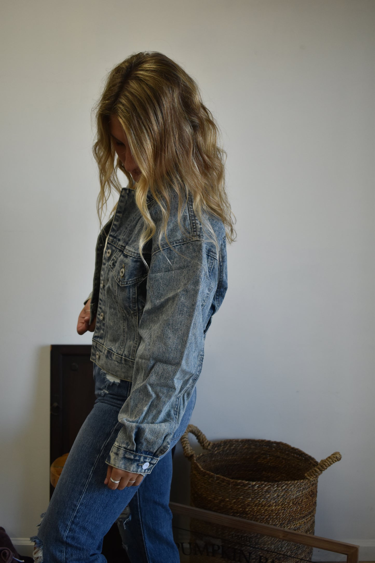 Cropped Dark Wash Denim Jacket